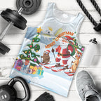 Merry Christmas Australia Men Tank Top Funny Aussie Animals Santa Skiing