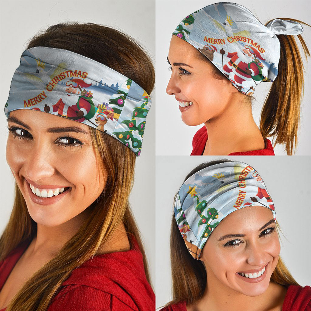 Merry Christmas Australia Neck Gaiter Funny Aussie Animals Santa Skiing
