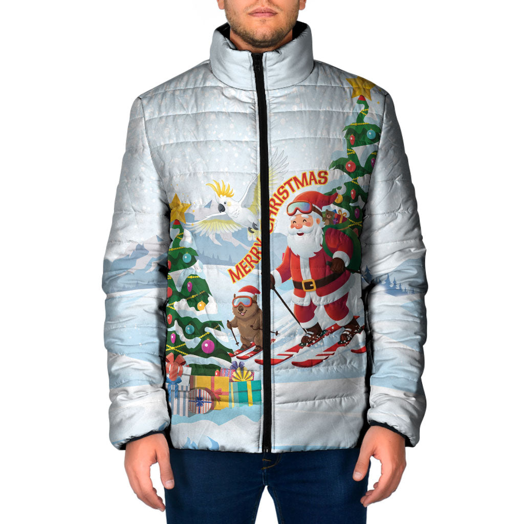 Merry Christmas Australia Padded Jacket Funny Aussie Animals Santa Skiing