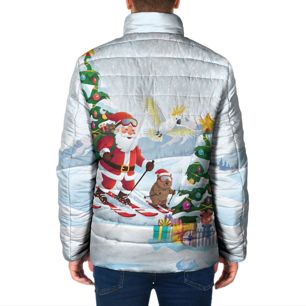 Merry Christmas Australia Padded Jacket Funny Aussie Animals Santa Skiing