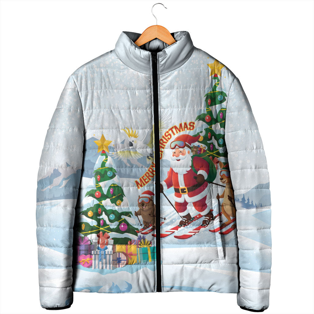 Merry Christmas Australia Padded Jacket Funny Aussie Animals Santa Skiing