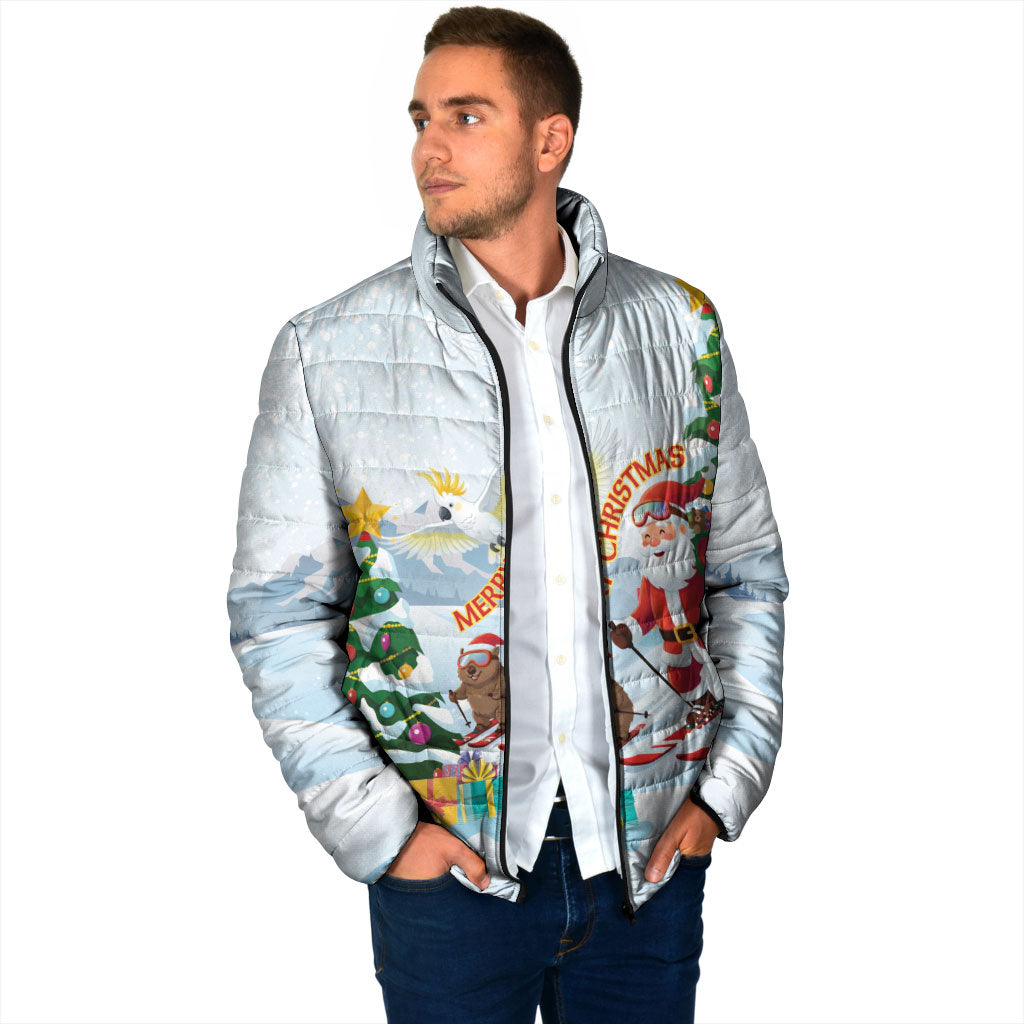 Merry Christmas Australia Padded Jacket Funny Aussie Animals Santa Skiing