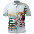 Merry Christmas Australia Polo Shirt Funny Aussie Animals Santa Skiing