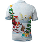 Merry Christmas Australia Polo Shirt Funny Aussie Animals Santa Skiing