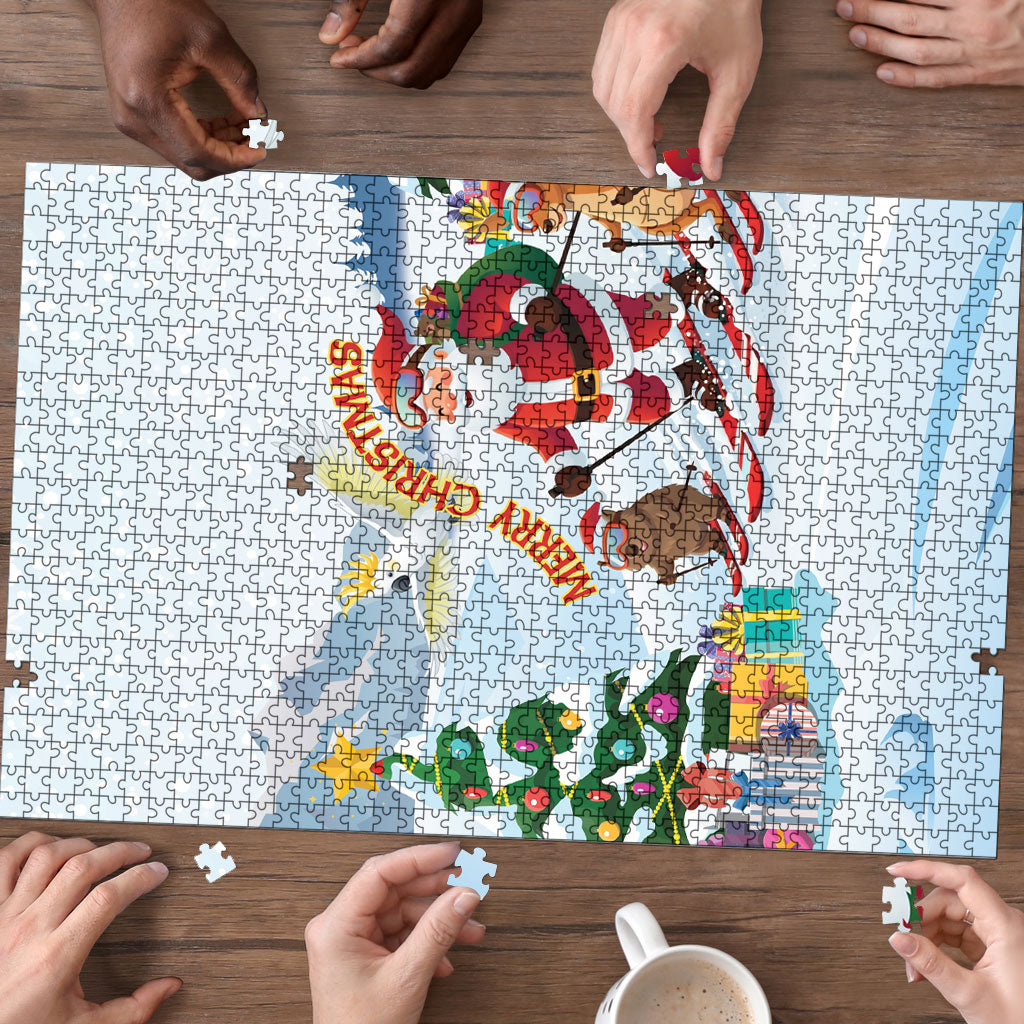 Merry Christmas Australia Puzzle Funny Aussie Animals Santa Skiing