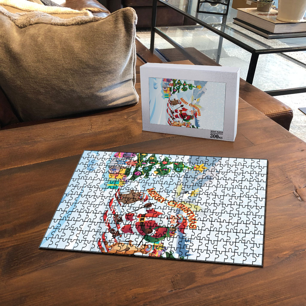 Merry Christmas Australia Puzzle Funny Aussie Animals Santa Skiing
