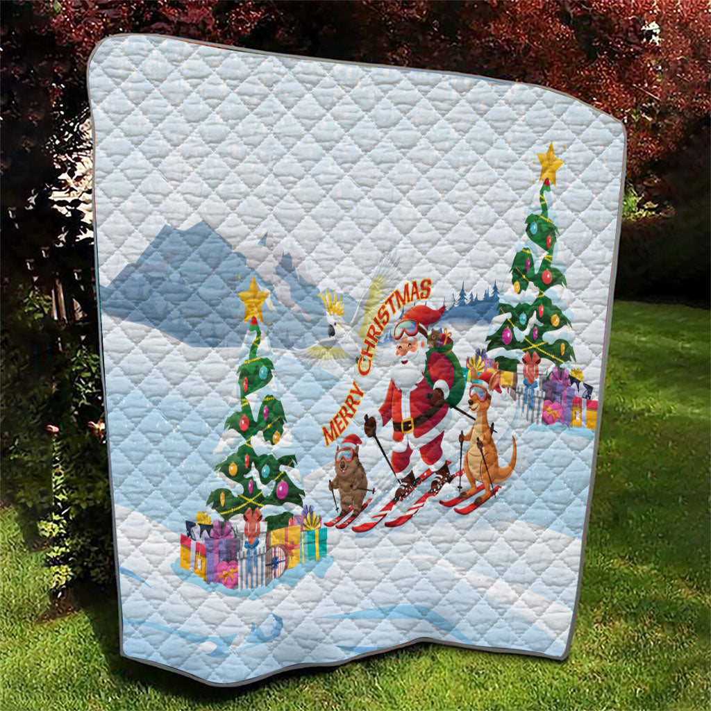 Merry Christmas Australia Quilt Funny Aussie Animals Santa Skiing