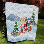 Merry Christmas Australia Quilt Funny Aussie Animals Santa Skiing