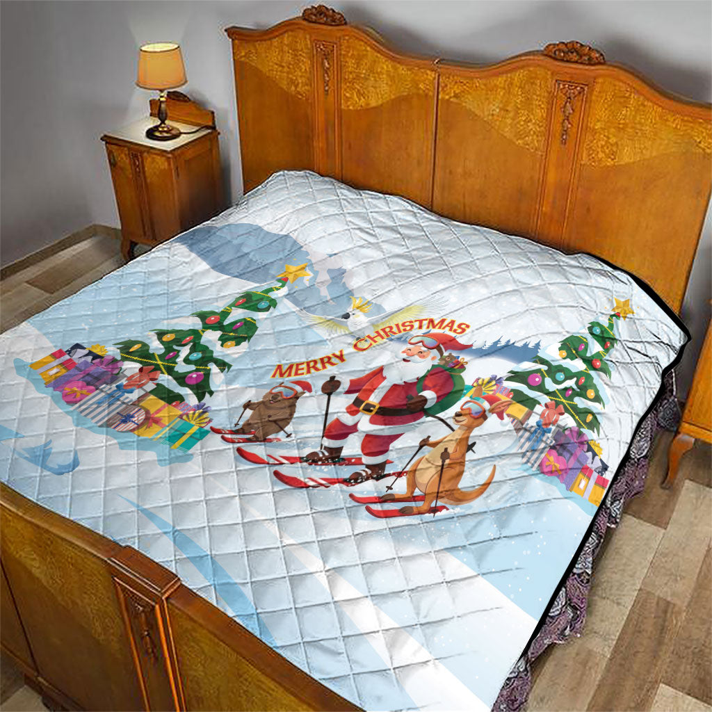 Merry Christmas Australia Quilt Funny Aussie Animals Santa Skiing