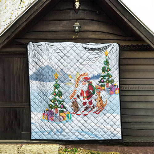 Merry Christmas Australia Quilt Funny Aussie Animals Santa Skiing