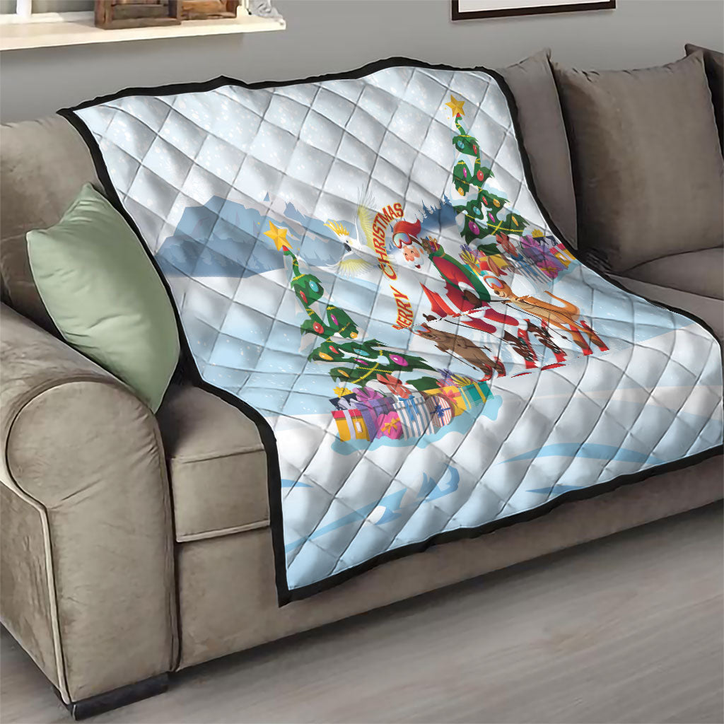 Merry Christmas Australia Quilt Funny Aussie Animals Santa Skiing