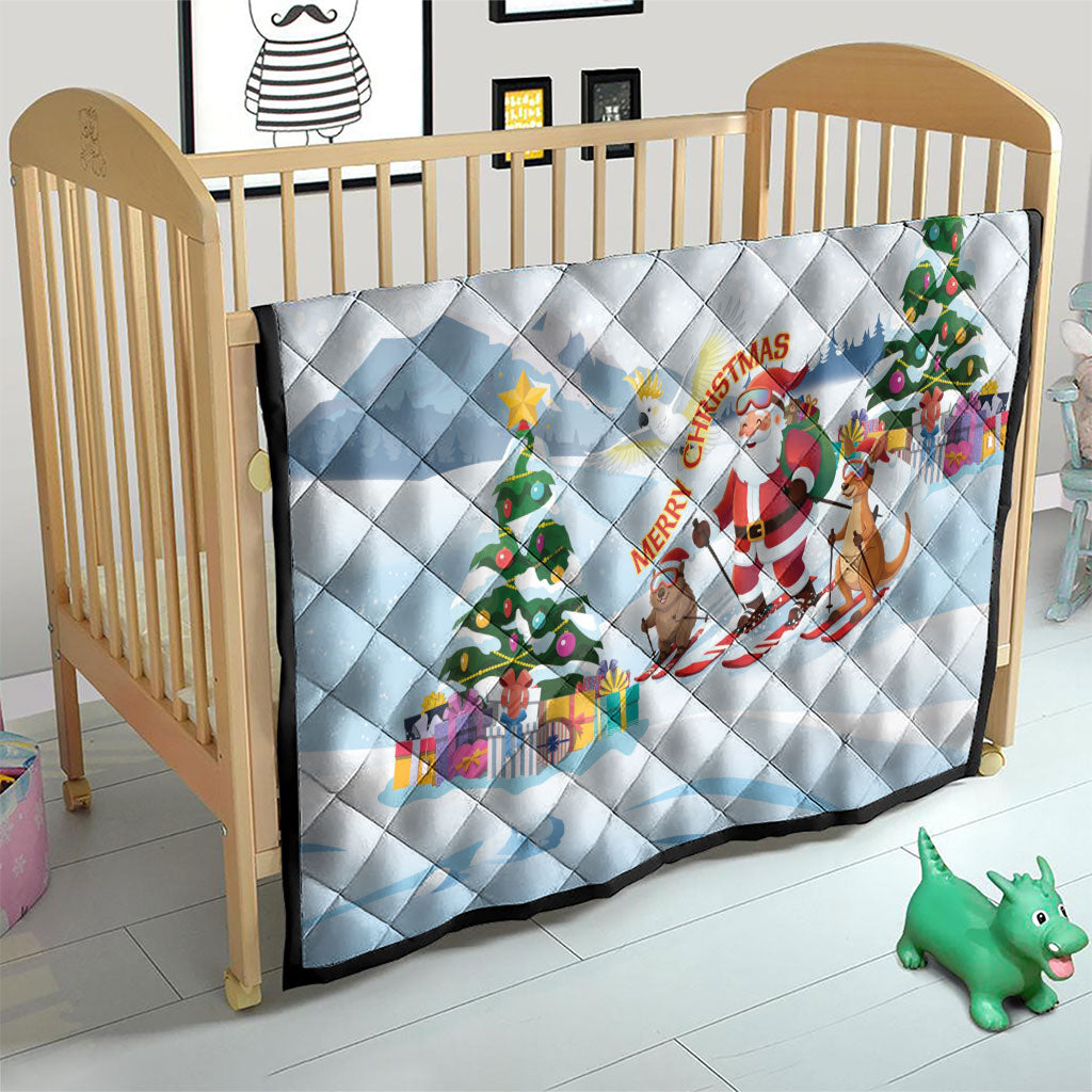 Merry Christmas Australia Quilt Funny Aussie Animals Santa Skiing