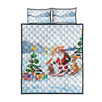 Merry Christmas Australia Quilt Bed Set Funny Aussie Animals Santa Skiing