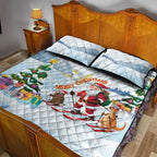 Merry Christmas Australia Quilt Bed Set Funny Aussie Animals Santa Skiing
