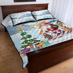 Merry Christmas Australia Quilt Bed Set Funny Aussie Animals Santa Skiing