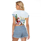 Merry Christmas Australia Raglan Cropped T Shirt Funny Aussie Animals Santa Skiing