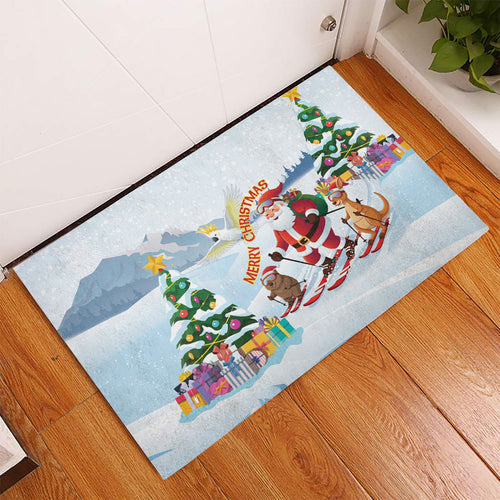 Merry Christmas Australia Rubber Doormat Funny Aussie Animals Santa Skiing