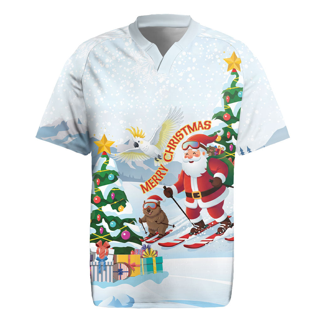Merry Christmas Australia Rugby Jersey Funny Aussie Animals Santa Skiing