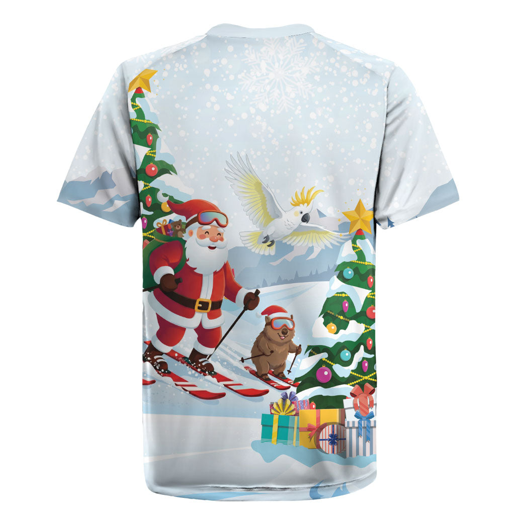 Merry Christmas Australia Rugby Jersey Funny Aussie Animals Santa Skiing