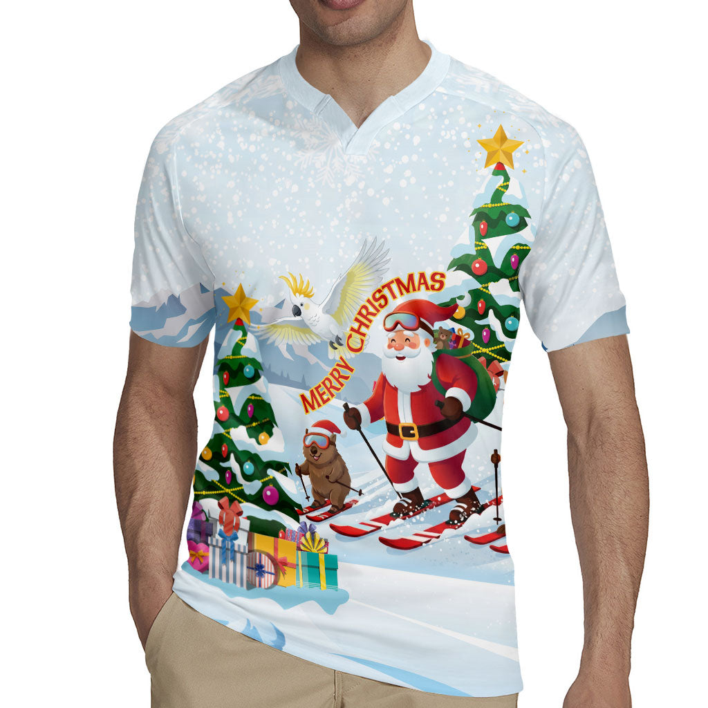 Merry Christmas Australia Rugby Jersey Funny Aussie Animals Santa Skiing