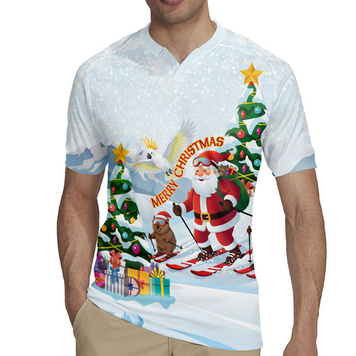 Merry Christmas Australia Rugby Jersey Funny Aussie Animals Santa Skiing