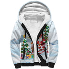 Merry Christmas Australia Sherpa Hoodie Funny Aussie Animals Santa Skiing