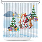 Merry Christmas Australia Shower Curtain Funny Aussie Animals Santa Skiing