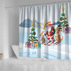Merry Christmas Australia Shower Curtain Funny Aussie Animals Santa Skiing