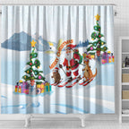 Merry Christmas Australia Shower Curtain Funny Aussie Animals Santa Skiing