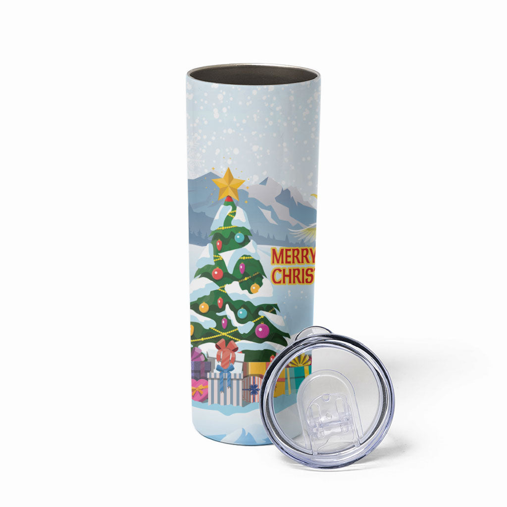 Merry Christmas Australia Skinny Tumbler Funny Aussie Animals Santa Skiing