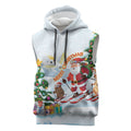 Merry Christmas Australia Sleeveless Hoodie Funny Aussie Animals Santa Skiing