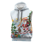 Merry Christmas Australia Sleeveless Hoodie Funny Aussie Animals Santa Skiing