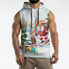 Merry Christmas Australia Sleeveless Hoodie Funny Aussie Animals Santa Skiing