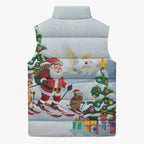 Merry Christmas Australia Sleeveless Puffer Jacket Funny Aussie Animals Santa Skiing