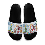 Merry Christmas Australia Slide Sandals Funny Aussie Animals Santa Skiing