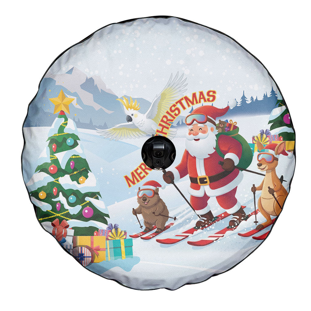 Merry Christmas Australia Spare Tire Cover Funny Aussie Animals Santa Skiing