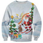 Merry Christmas Australia Sweatshirt Funny Aussie Animals Santa Skiing