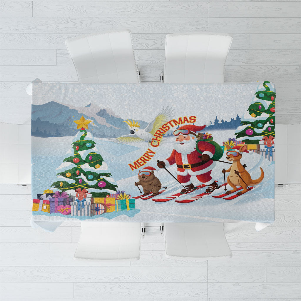 Merry Christmas Australia Tablecloth Funny Aussie Animals Santa Skiing