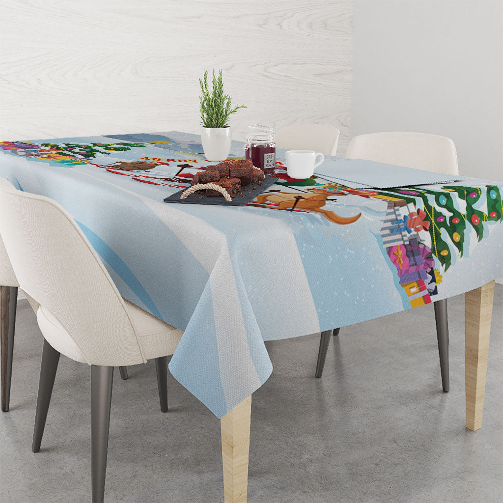 Merry Christmas Australia Tablecloth Funny Aussie Animals Santa Skiing
