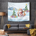 Merry Christmas Australia Tapestry Funny Aussie Animals Santa Skiing