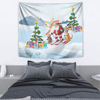 Merry Christmas Australia Tapestry Funny Aussie Animals Santa Skiing