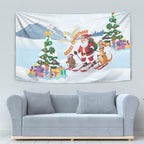 Merry Christmas Australia Tapestry Funny Aussie Animals Santa Skiing