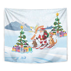 Merry Christmas Australia Tapestry Funny Aussie Animals Santa Skiing