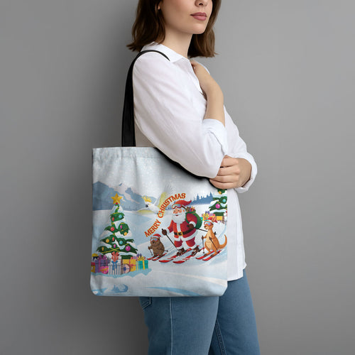 Merry Christmas Australia Tote Bag Funny Aussie Animals Santa Skiing