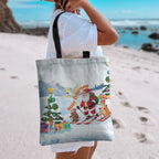 Merry Christmas Australia Tote Bag Funny Aussie Animals Santa Skiing