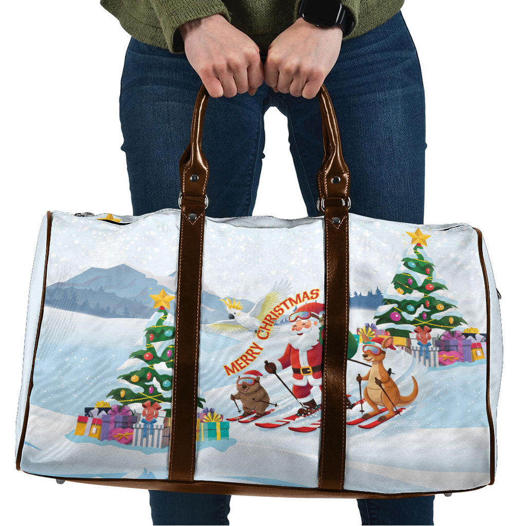 Merry Christmas Australia Travel Bag Funny Aussie Animals Santa Skiing