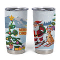 Merry Christmas Australia Tumbler Cup Funny Aussie Animals Santa Skiing