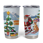 Merry Christmas Australia Tumbler Cup Funny Aussie Animals Santa Skiing