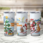 Merry Christmas Australia Tumbler Cup Funny Aussie Animals Santa Skiing