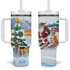 Merry Christmas Australia Tumbler With Handle Funny Aussie Animals Santa Skiing